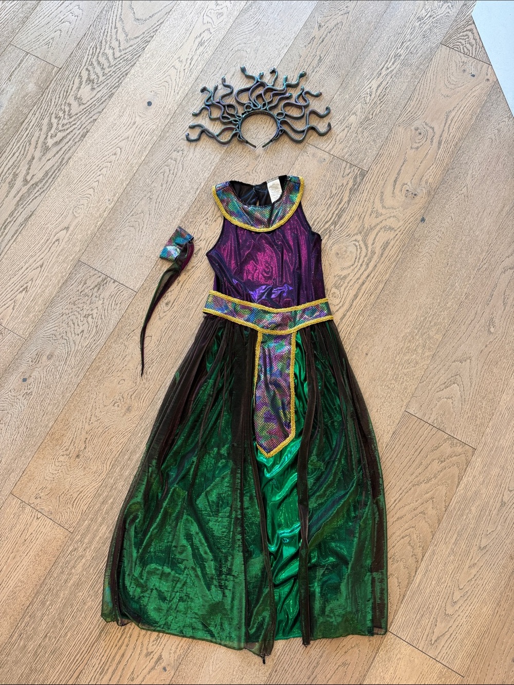 Target Purple and Green Shimmer Medusa Costume with Headpiece